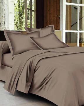 Trance Home Linen Pure Cotton 400TC Plain Bedsheet with Pillow Cover-picture-11
