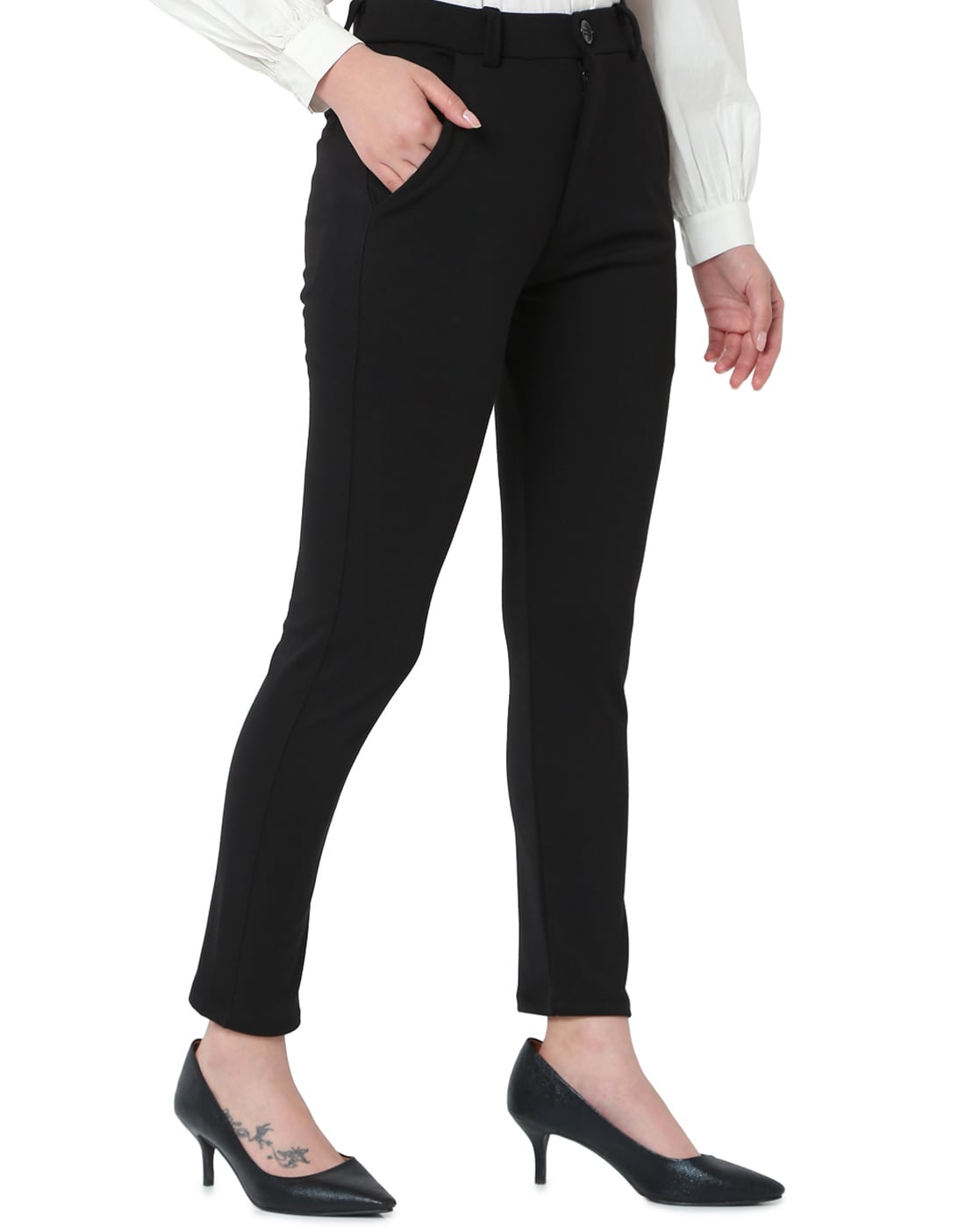 Buy Women Black Straight Fit Formal Trousers online | Looksgud.in-hangkhonggiare.com.vn