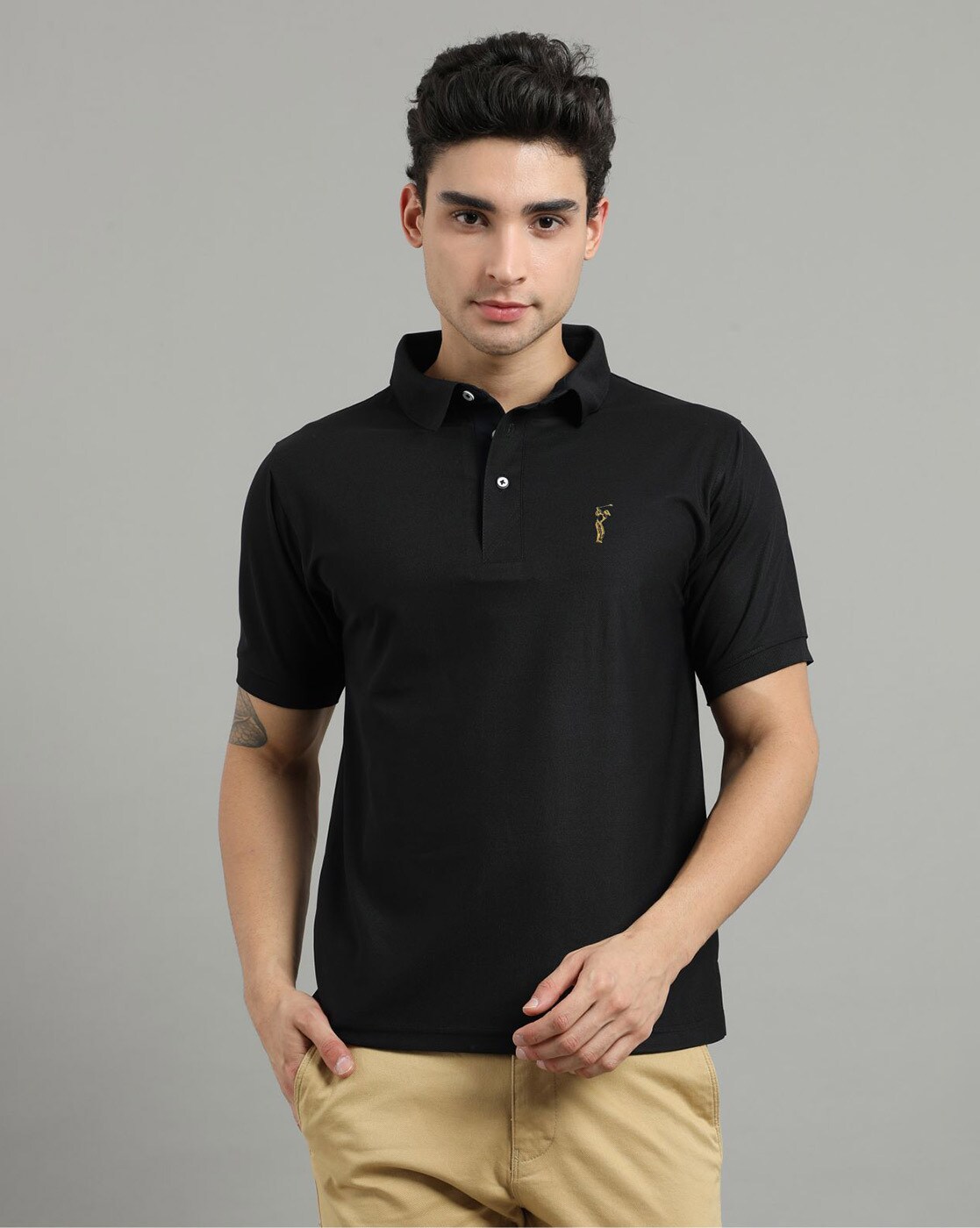 Black polo on sale shirt with collar