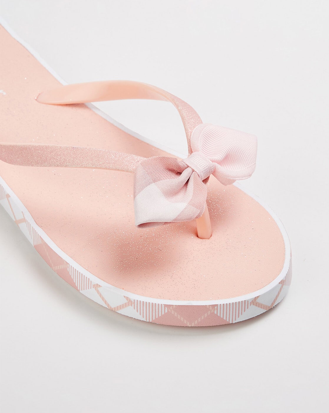 Pink slippers with bow hot sale