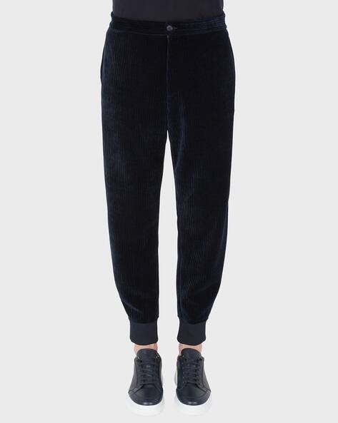 Buy GIORGIO ARMANI Main Line Blended Regular Fit Trousers | Navy
