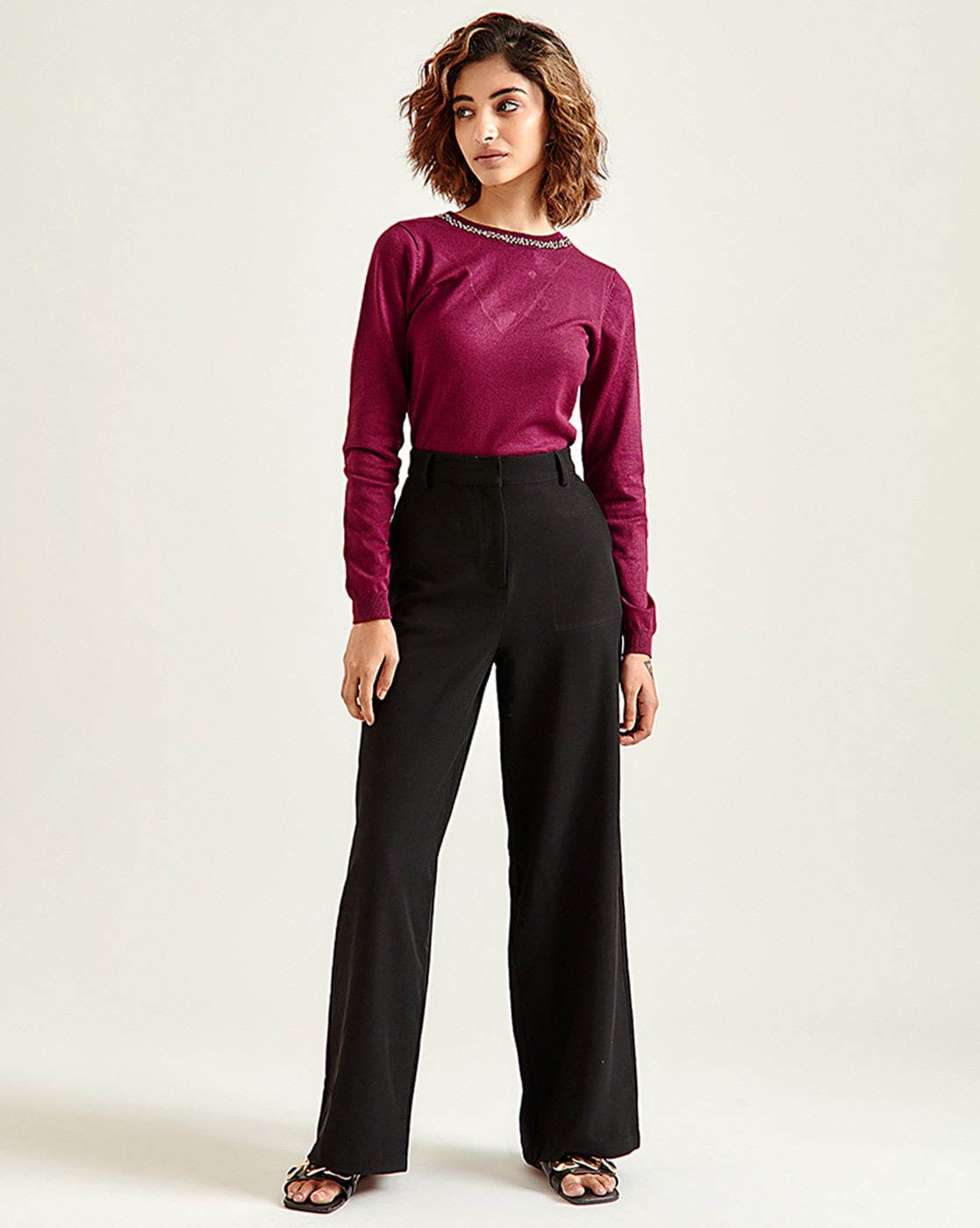 Buy Flat-Front Palazzo Pants Online at Best Prices in India - JioMart.