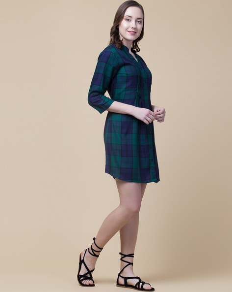 Green check shirt dress sale