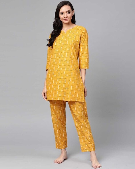 Buy Indian Handicraft Palace Satin Women/Girls Night Suit/Top &  Pajama/Nighty/Nightwear Evening & Home Dress-00015 Green at Amazon.in