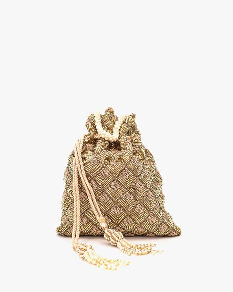 Traditional Rare Handcrafted Gold Fringe Tasseled Women's Potli Bag | eBay
