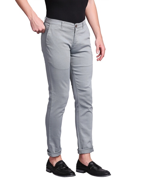Buy Men Grey Textured Regular Fit Trousers Online  472995  Peter England