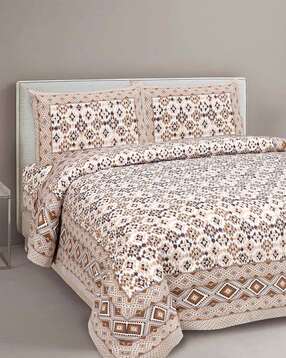 mafatlal 210 TC Geometric Print King Size Bedsheet with Pillow Covers-picture-10