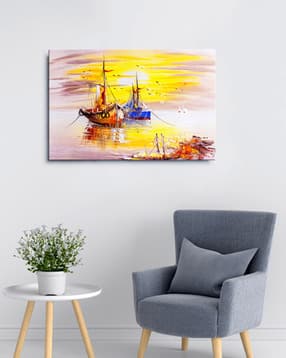 999store Seascape with Boats Framed Canvas Painting-picture-31