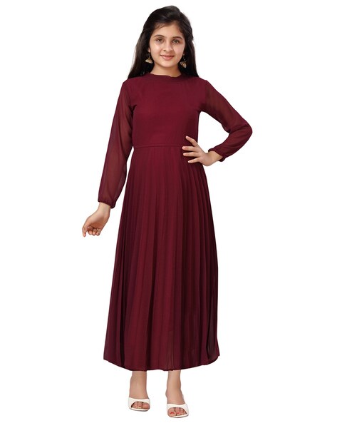 Burgundy Designer Silk Gown Suit - Indian Heavy Anarkali Lehenga Gowns  Sharara Sarees Pakistani Dresses in USA/UK/Canada/UAE - IndiaBoulevard