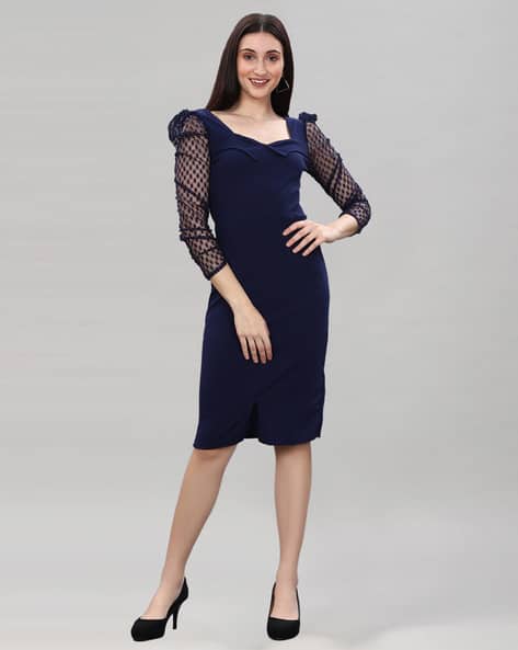 Solid Full Sleeves Bodycon Dress