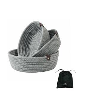 textile and beyond Set of 3 Cotton Jute Basket-picture-31
