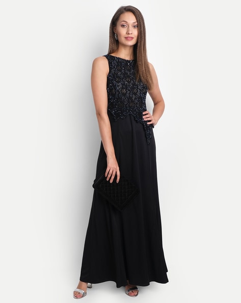 Buy Van Heusen Women Black Embellished Knee Length Party Dress online