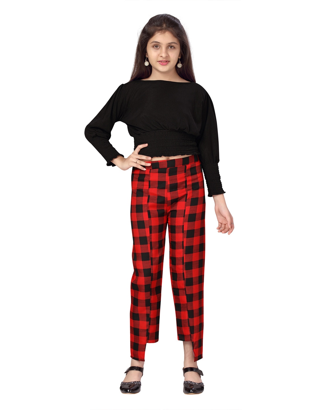Buy Popnetic Women Black Checked Parallel Trousers - Trousers for Women  5873170 | Myntra