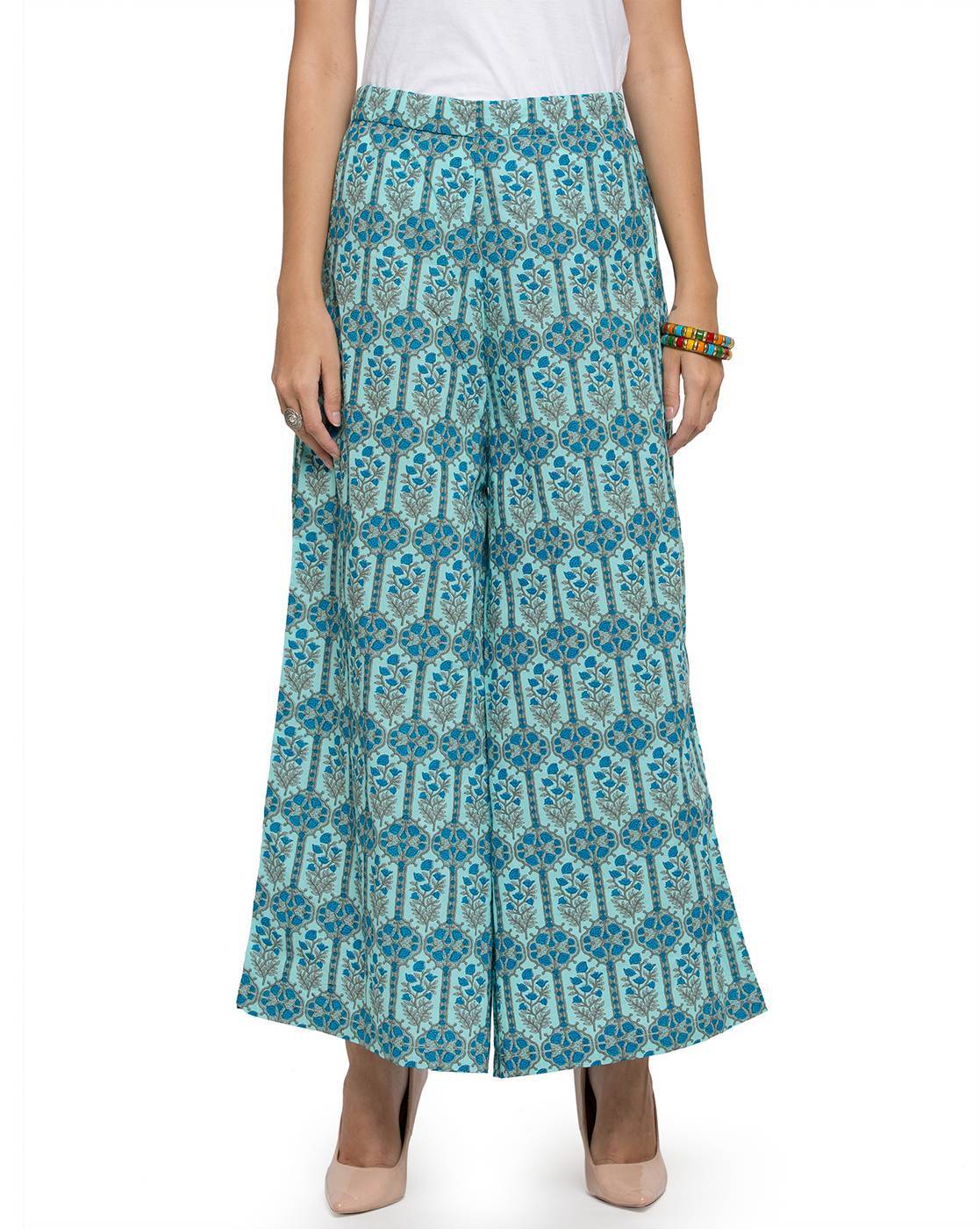 Buy Gold Printed Palazzo Pants Online - W for Woman