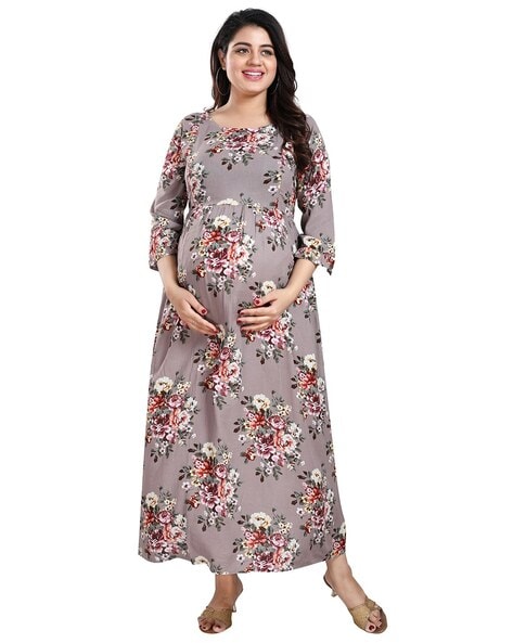 Black Georgette Maternity & Nursing Maxi Dress