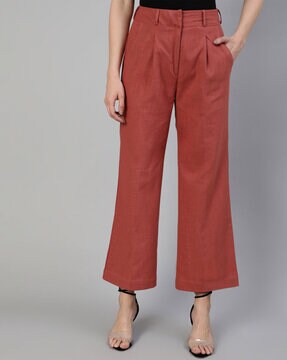 Womens Red Wide Leg Pants  Trousers  Express
