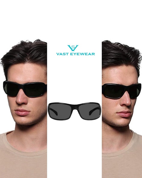 Vast Wrap-around Sports Sunglasses For Men (Black, FS)