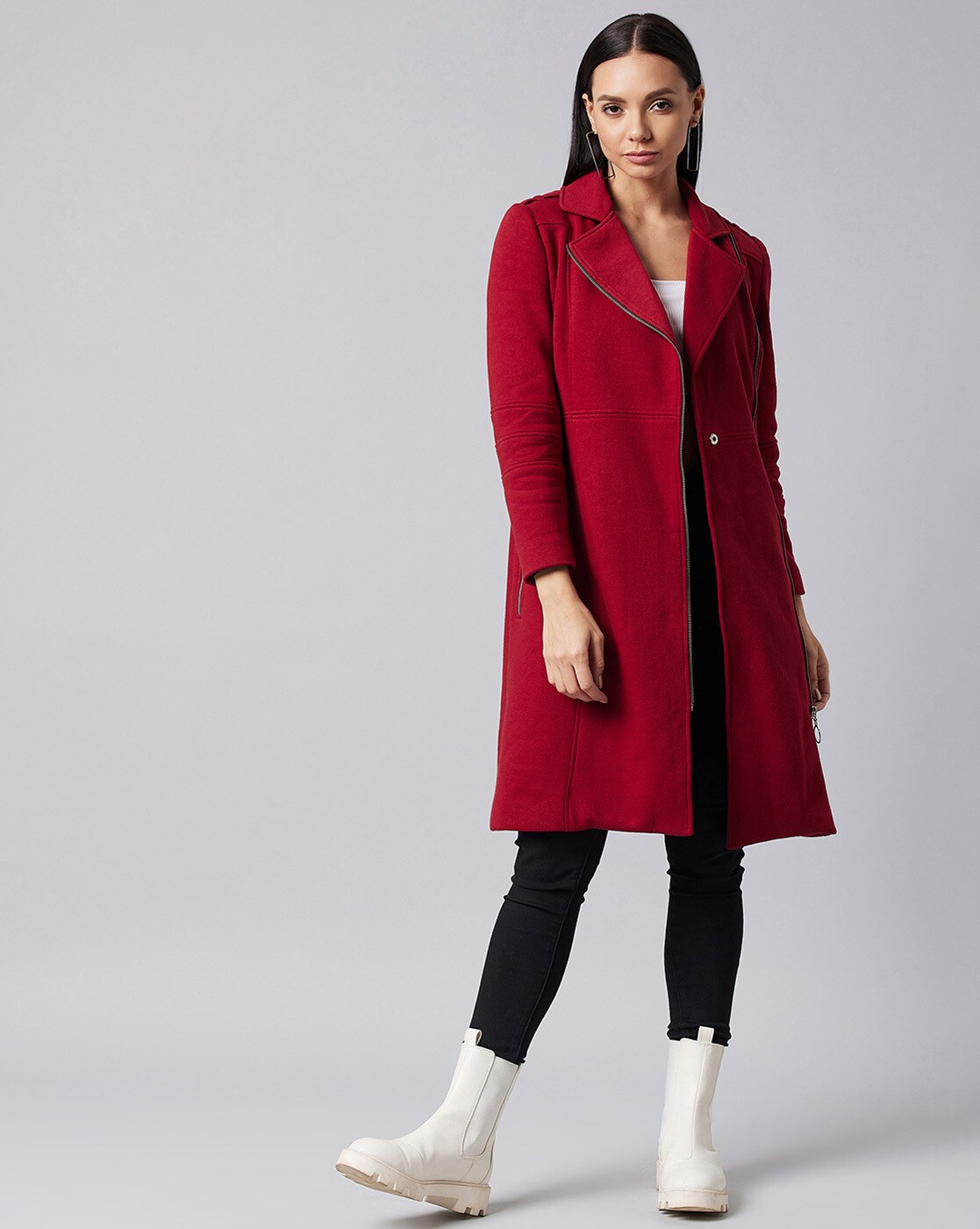 Maroon long clearance jacket