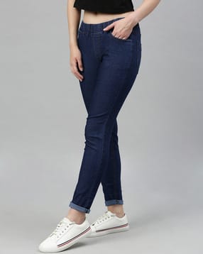 Solid Jeggings with Elastic Waist-image-24