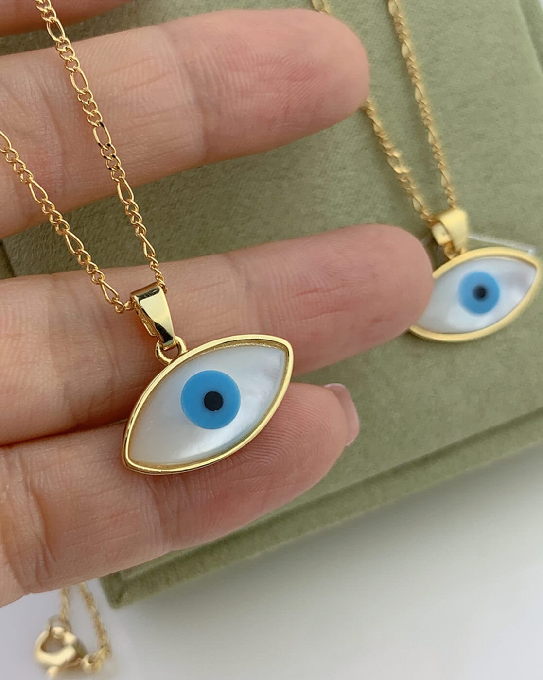 Evil Eye Double Coin Necklace- Gold