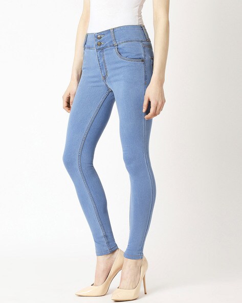 Skinny Fit Solid High Rise jeggings