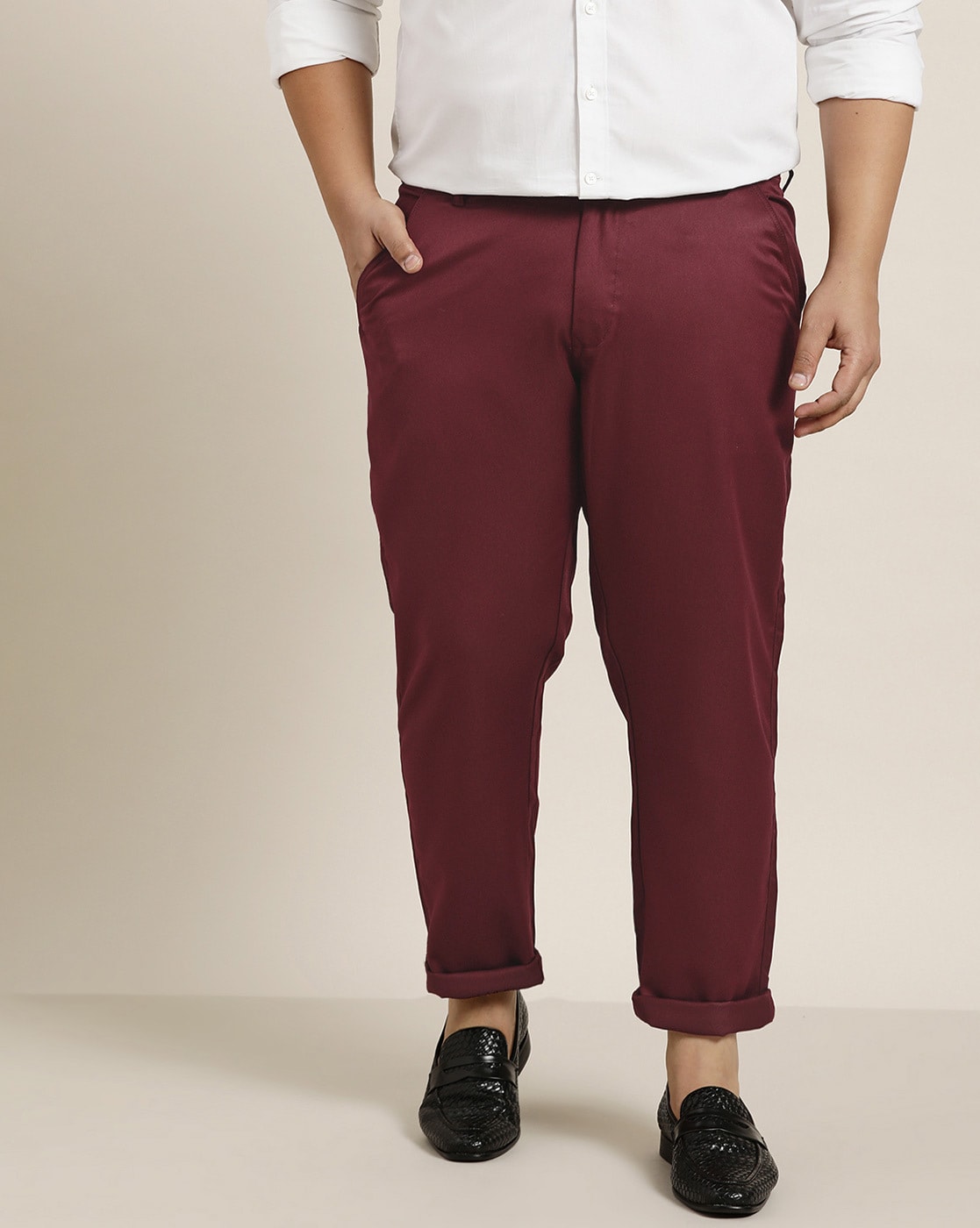 Buy Marigold Lane by Pantaloons Maroon Embroidered Pants for Women Online @  Tata CLiQ