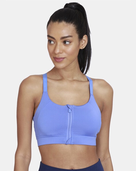 Zip-Front Sports Bra with Racer-Back