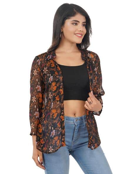 Floral Print Front-Open Shrug