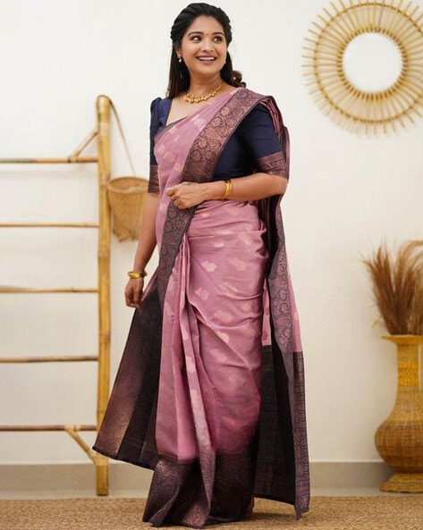 Royal Pink Banarasi Beautiful Zari Work In Form Of Traditional Motifs Soft Silk  Saree