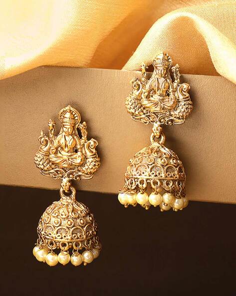 Kundan and beads temple jewellery earrings SSG10899 – Allthatsdesi