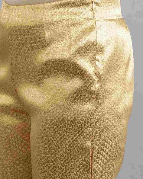 Latest Engagement Wear - Ivory ALine Shirt Pants Golden Dupatta