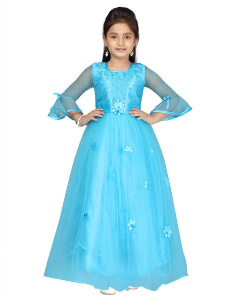 Aarika Kids Pink & Blue Embellished Gown