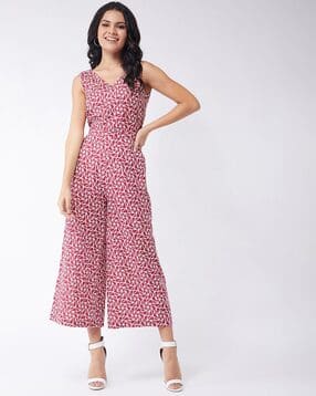 zima leto Abstract V-Neck Jumpsuit-picture-18