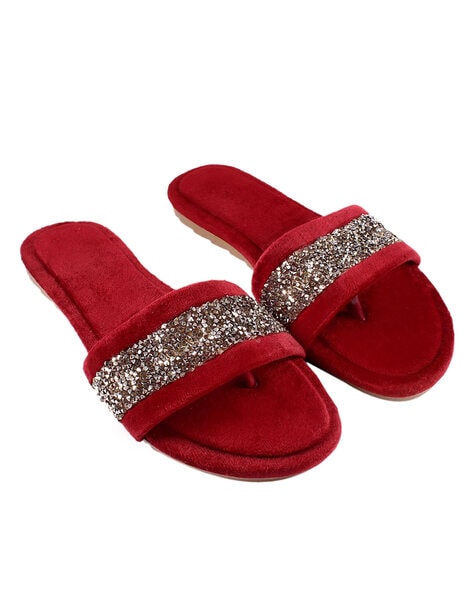 NWT! Juicy Couture Yummy Beaded Slip On Slides Sandals Ruby Red Size 6 |  eBay