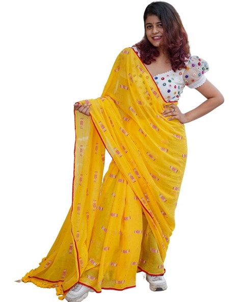 Buy Half Half Lichi Silk Top Dyed Saree with Blouse Piece Online at Low  Prices in India - Paytmmall.com