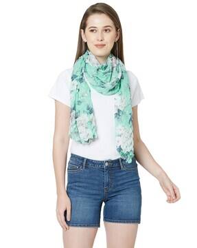 Floral Polyester Pleated Scarf