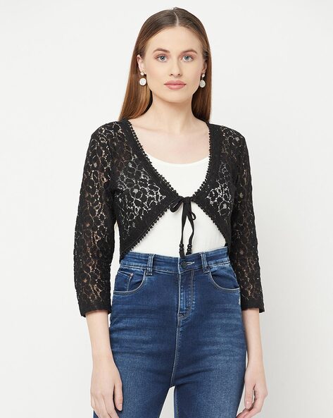 Lela Rose - Black Scallop Trim Bolero | Mitchell Stores