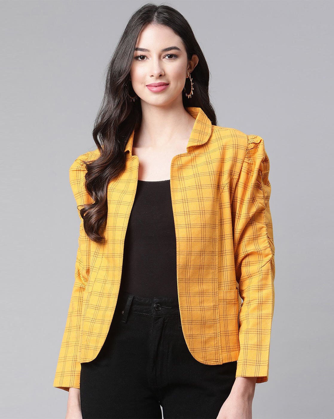 Checked hotsell yellow blazer