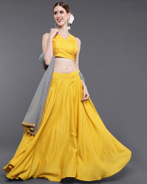 Women's Pretty Mustard Yellow Net Lehenga Choli Set - Odette | Party wear  lehenga, Yellow lehenga, Lehenga choli