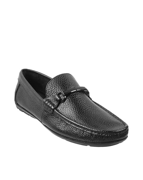 Hitz Men's Black Leather Half Shoes Flat Mule Loafers – Hitz Shoes Online