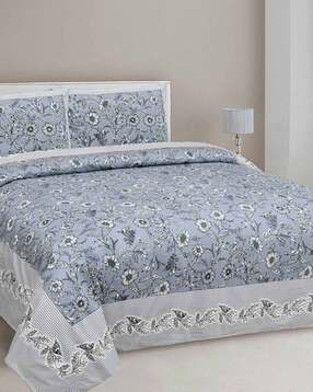 mafatlal 210 TC Floral Print King-Size Bedsheet with Pillow Covers-picture-43