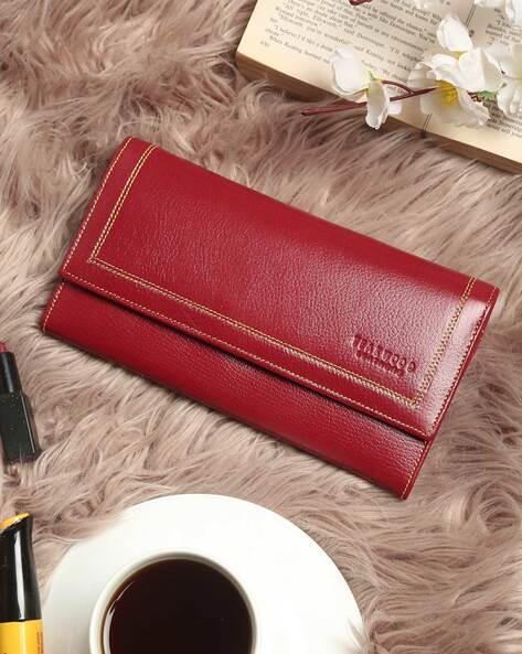 Red Solid Artificial Leather Handbag