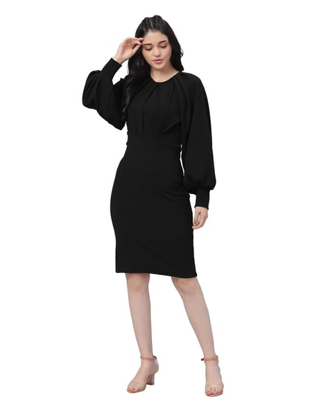 Black Cap Sleeve Dress - Tie Waist Dress | Kasper