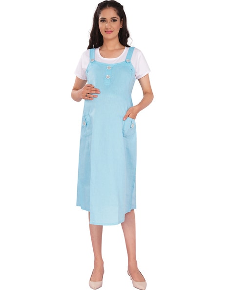 Women's Maternity Stripe Nursing Smock Dress