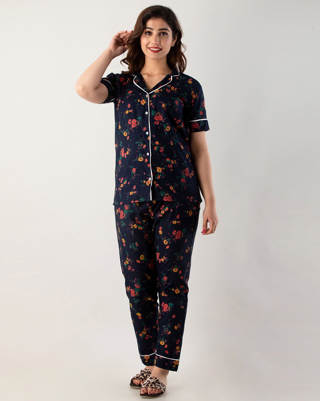  BAIKUTOUAN Geometric Navy Blue Print Pajama Set Top and Pants  Mens' Nightgown Lounge Sleepwear : Clothing, Shoes & Jewelry
