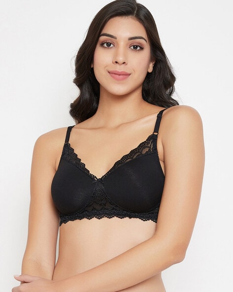 Buy Clovia Padded Non-Wired Full Coverage Bralette - Black at Rs
