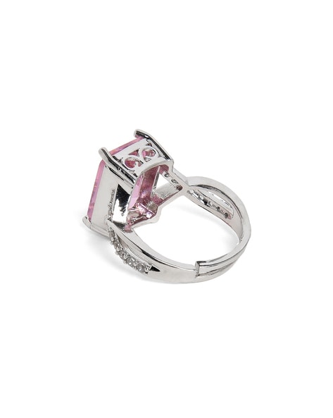 Radiant Cut Elegant Pink Stone Wedding Ring Set from Black Diamonds New York