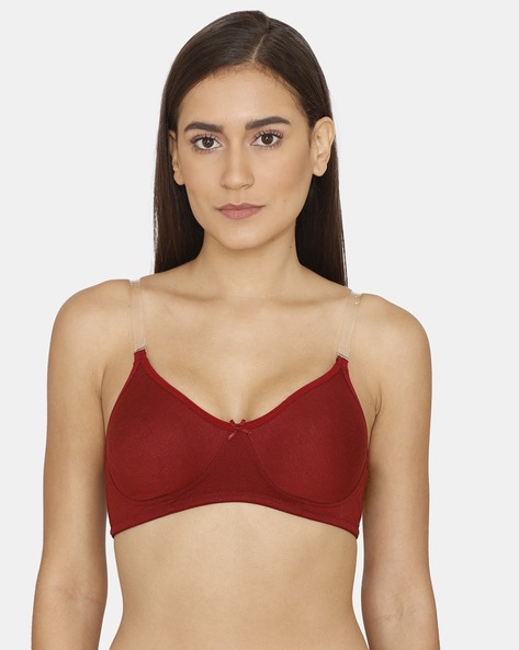 Buy Clovia Double Layered Non Wired Full Coverage T-Shirt Bra - Red at  Rs.899 online