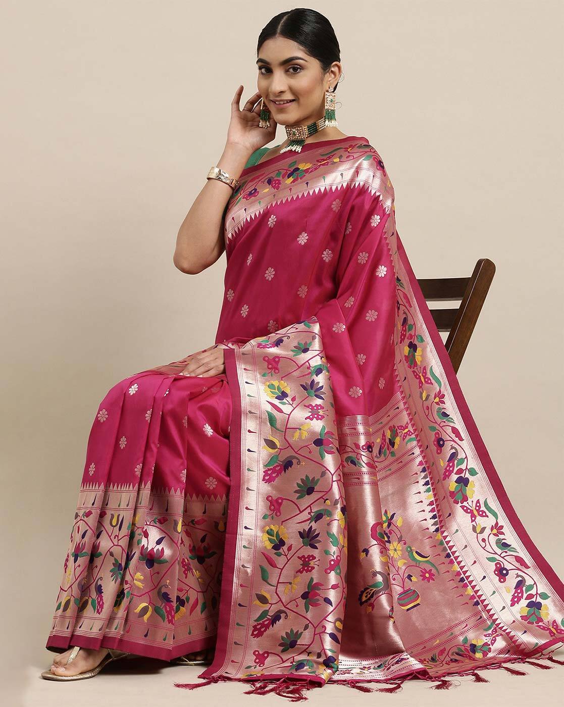 Buy Maroon Sarees for Women by GRIVA DESIGNER Online