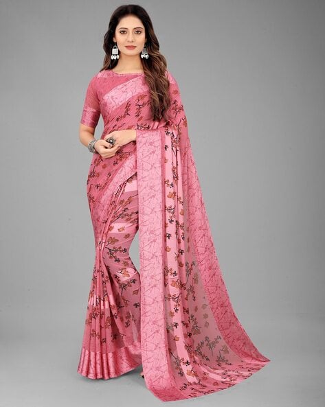 Soft Digital Printed Georgette Saree – ThreadLooms